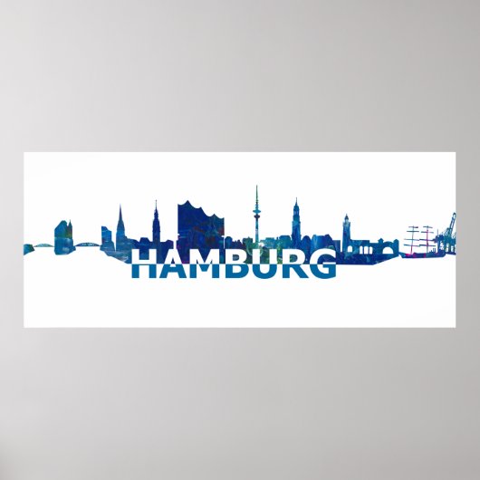Hamburg Germany Skyline Silhouette Poster (Voorkant)