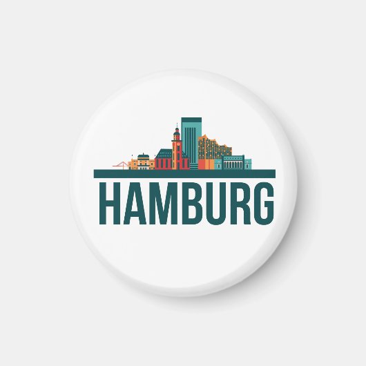 Hamburg Germany Skyline T-Shirt Magneet (Voorkant)