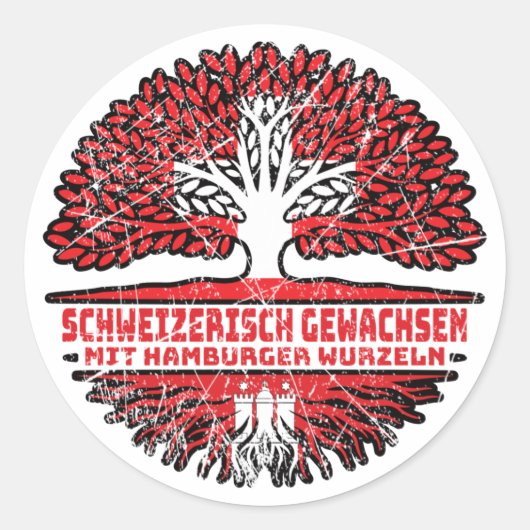 Hamburg Hamburger Schweizer Schweiz Baum Wurzel Ronde Sticker (Voorkant)