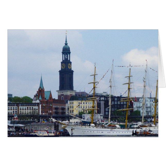 Hamburg Harbour Hafen Michel Deutschland Schiffe (Voorkant Horizontaal)
