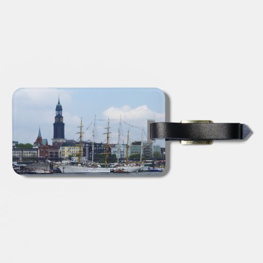 Hamburg Harbour Hafen Michel Deutschland Schiffe Bagagelabel (Achterkant horizontaal)