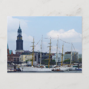 Hamburg Harbour Hafen Michel Deutschland Schiffe Briefkaart