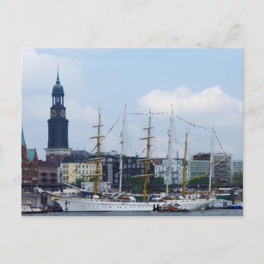 Hamburg Harbour Hafen Michel Deutschland Schiffe Briefkaart (Voorkant)
