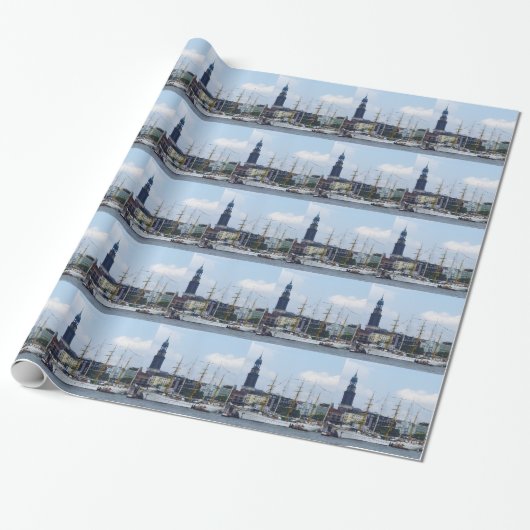 Hamburg Harbour Hafen Michel Deutschland Schiffe Cadeaupapier (Uitgerold)