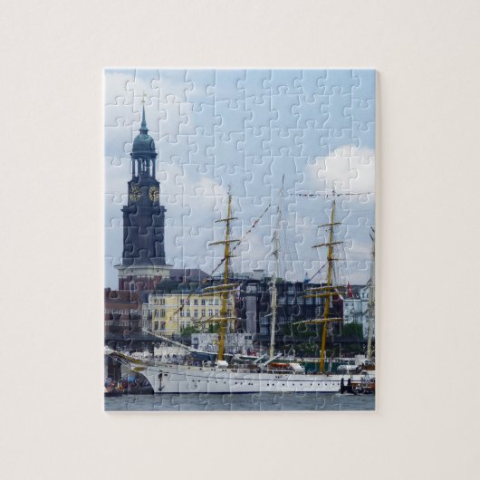 Hamburg Harbour Hafen Michel Deutschland Schiffe Legpuzzel (Verticaal)