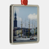 Hamburg Harbour Hafen Michel Deutschland Schiffe Metalen Ornament (Rechts)
