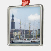 Hamburg Harbour Hafen Michel Deutschland Schiffe Metalen Ornament (Links)