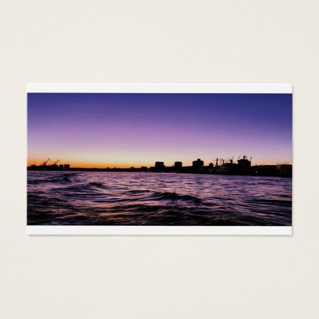 Hamburg Harbour Silhouette Sunset Visitekaartje (Voorkant)