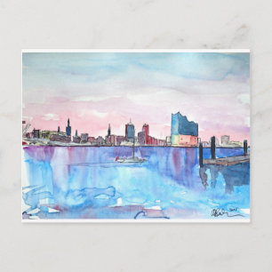 Hamburg Harbour Skyline en Elbe Philharmonic Hall Briefkaart