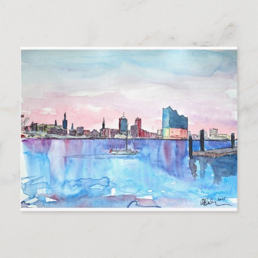 Hamburg Harbour Skyline en Elbe Philharmonic Hall Briefkaart (Voorkant)