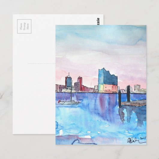 Hamburg Harbour Skyline en Elbe Philharmonic Hall Briefkaart (Voorkant / Achterkant)