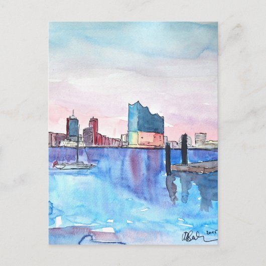 Hamburg Harbour Skyline en Elbe Philharmonic Hall Briefkaart (Voorkant)