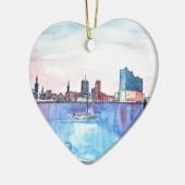 Hamburg Harbour Skyline en Elbe Philharmonic Hall Keramisch Ornament (Links)