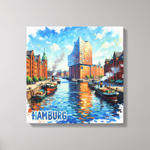Hamburg haven lichtreflecties canvas kunst
