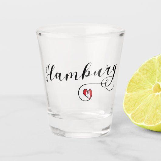 Hamburg Heart Flag, Duitsland, Hamborg Shot Glas (Voorkant)