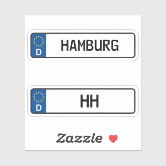 Hamburg kennzeichen, Duits Bord rijbewijs Sticker (Vel)