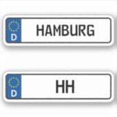 Hamburg kennzeichen, Duits Bord rijbewijs Sticker (Voorkant)