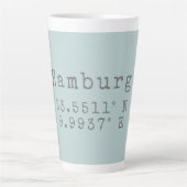 Hamburg Latitude Longitude Latte Mok (Voorkant)