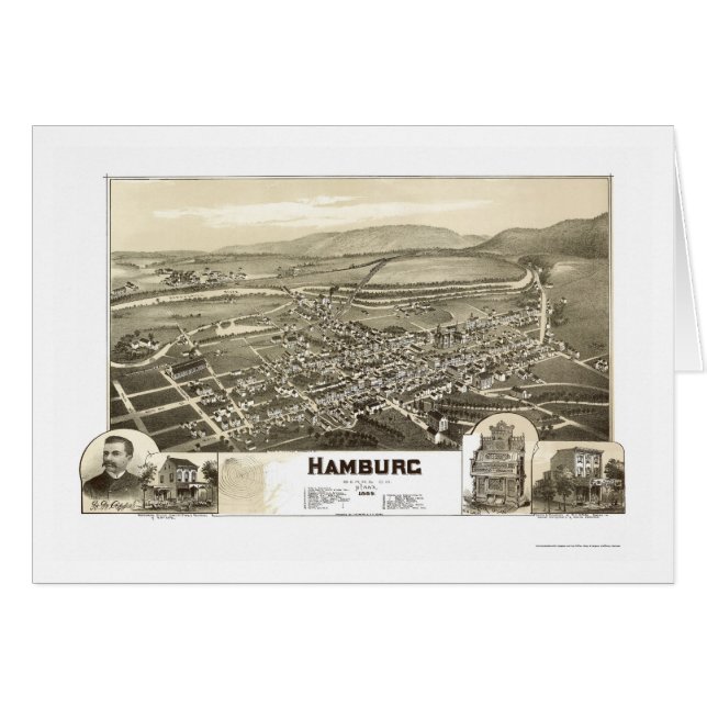 Hamburg, PA Panoramic Map - 1889 (Voorkant Horizontaal)