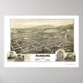 Hamburg, PA Panoramic Map - 1889 Poster (Voorkant)