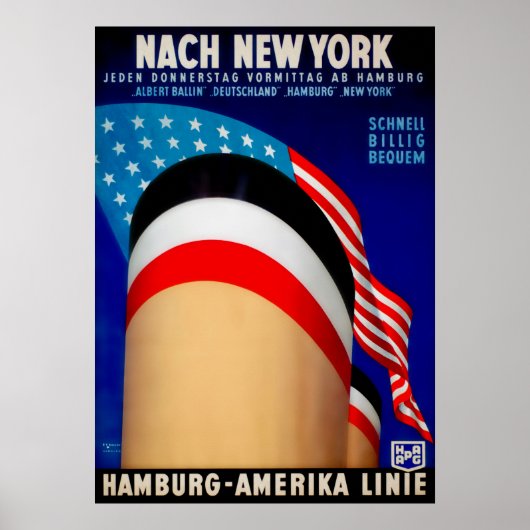 Hamburg Poster van het Amerikaanse schip (Voorkant)