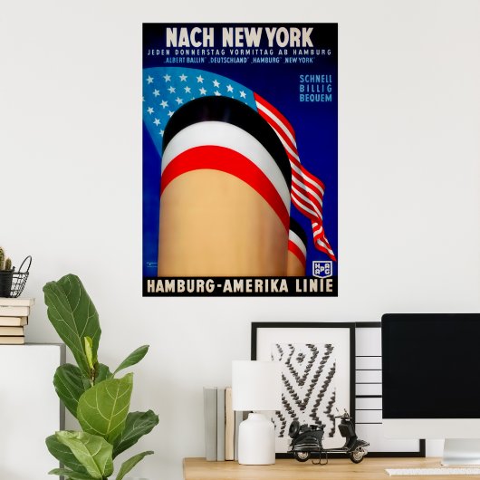  Hamburg Poster van het Amerikaanse schip (Thuiskantoor)