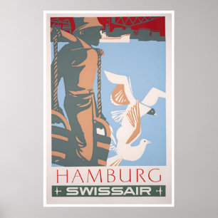 Hamburg Reisposter Zwitserse Luchtvaart Kunst Duit Poster