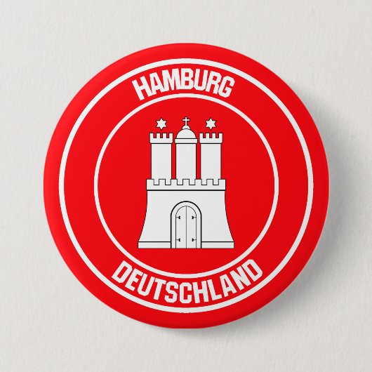Hamburg Ronde Embleem Button 7,6 Cm (Voorkant)