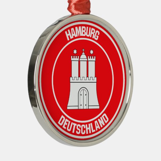 Hamburg Round Emblem Metalen Ornament (Rechts)