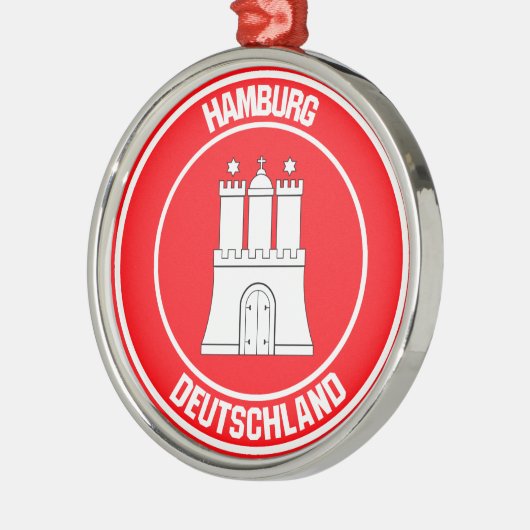 Hamburg Round Emblem Metalen Ornament (Links)