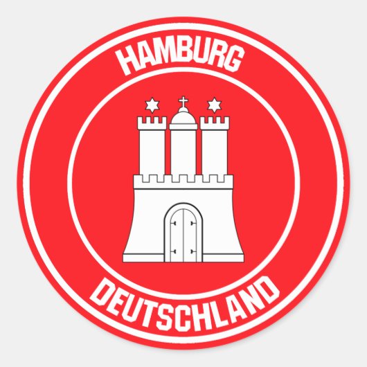 Hamburg Round Emblem Ronde Sticker (Voorkant)