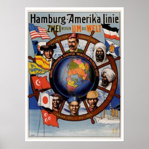 Hamburg scheepsadvertentie met de Amerika Line Poster
