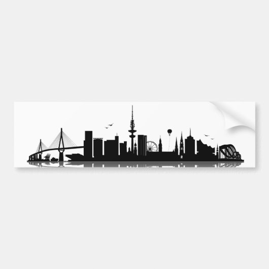 Hamburg Skyline Aufkleber Bumpersticker (Voorkant)