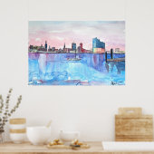 Hamburg Skyline en Elbe Philharmonic Hall in Dusk Poster (Keuken)