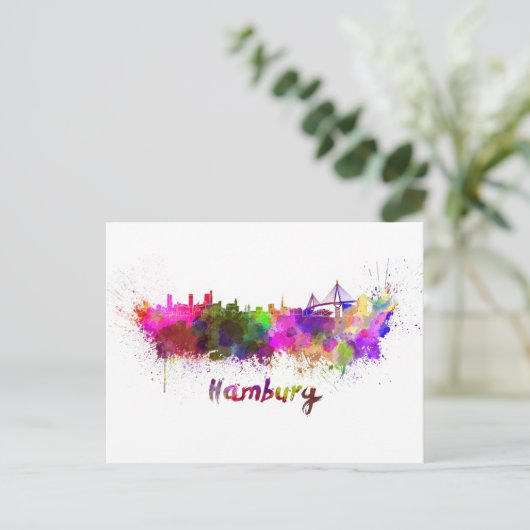 Hamburg skyline in waterverf briefkaart (Staand voorkant)