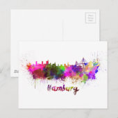 Hamburg skyline in waterverf briefkaart (Voorkant / Achterkant)