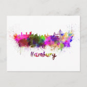 Hamburg skyline in waterverf briefkaart (Voorkant)