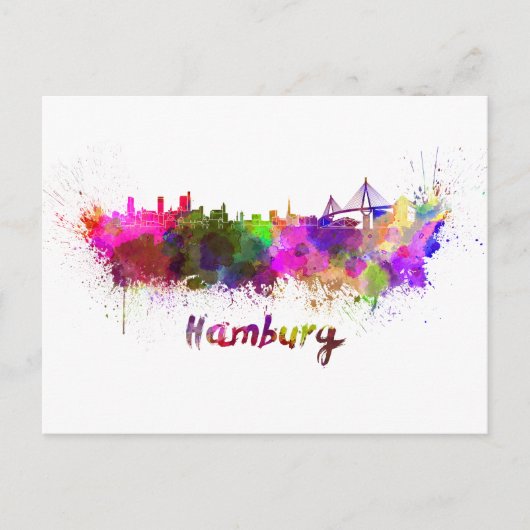 Hamburg skyline in waterverf briefkaart (Voorkant)