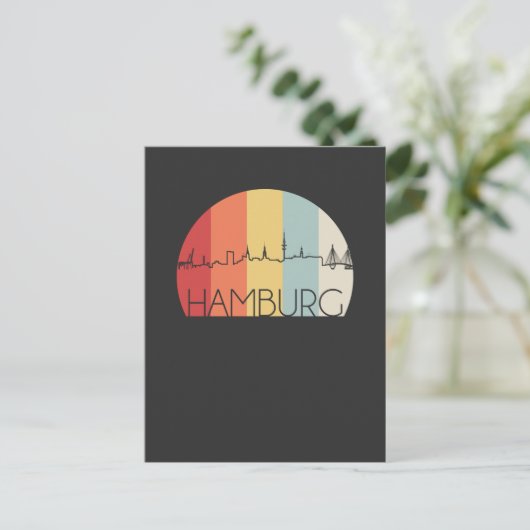 Hamburg Skyline Retro Briefkaart (Staand voorkant)