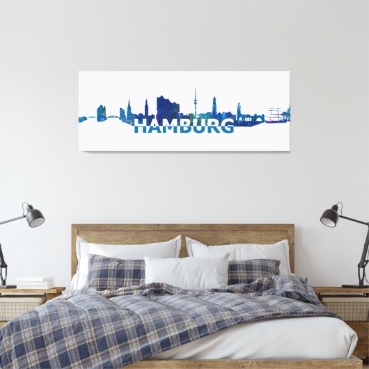 Hamburg Skyline Silhouette Canvas Afdruk (Insitu (Slaapkamer))