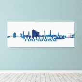 Hamburg Skyline Silhouette Canvas Afdruk (Insitu (Houten vloer))