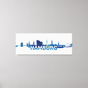 Hamburg Skyline Silhouette Canvas Afdruk