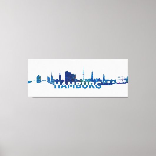 Hamburg Skyline Silhouette Canvas Afdruk (Voorkant)