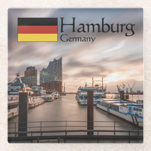 Hamburg Souvenir Glazen Onderzetter (Voorkant)