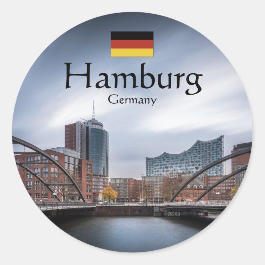 Hamburg Souvenir Ronde Sticker (Voorkant)