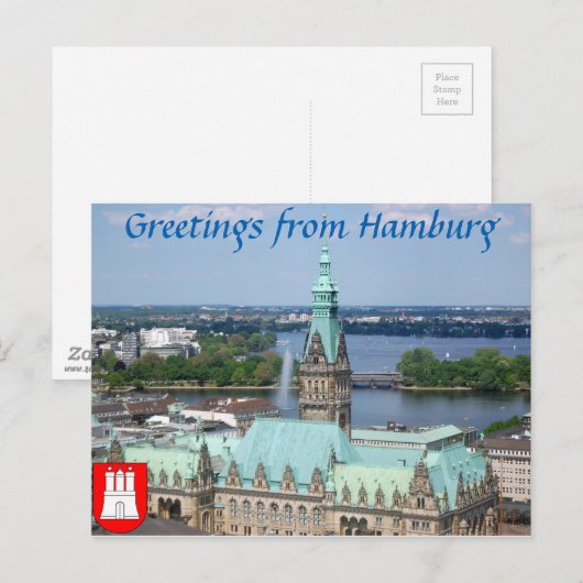 Hamburg Townhall Briefkaart (Voorkant / Achterkant)