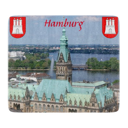Hamburg Townhall Glas Cutting Board Snijplank (Voorkant)