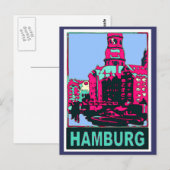 Hamburg Travel Poster Briefkaart (Voorkant / Achterkant)