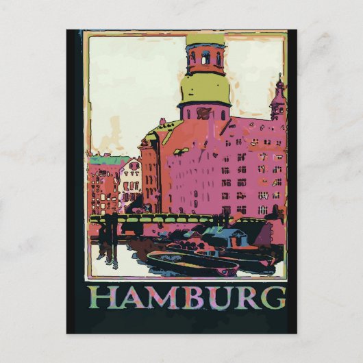 Hamburg Travel Poster Briefkaart (Voorkant)