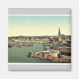 Hamburg uit de Horlogetoren, Duitsland klassiek Ph Magneet
